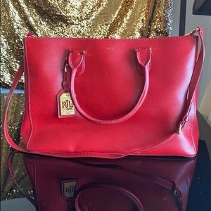 Lauren Ralph Lauren Large Red Leather Bag